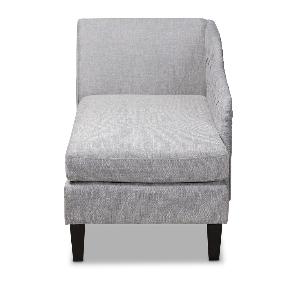 Baxton Studio - Florent Chaise in Gray - CFCL2-Grey/Black-KD Chaise view 2