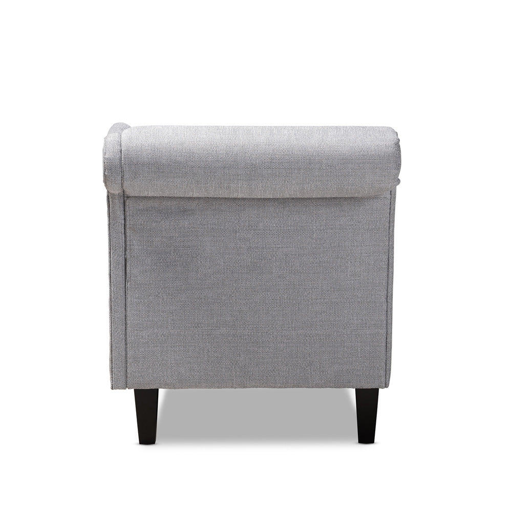 Baxton Studio - Florent Chaise in Gray - CFCL2-Grey/Black-KD Chaise view 3