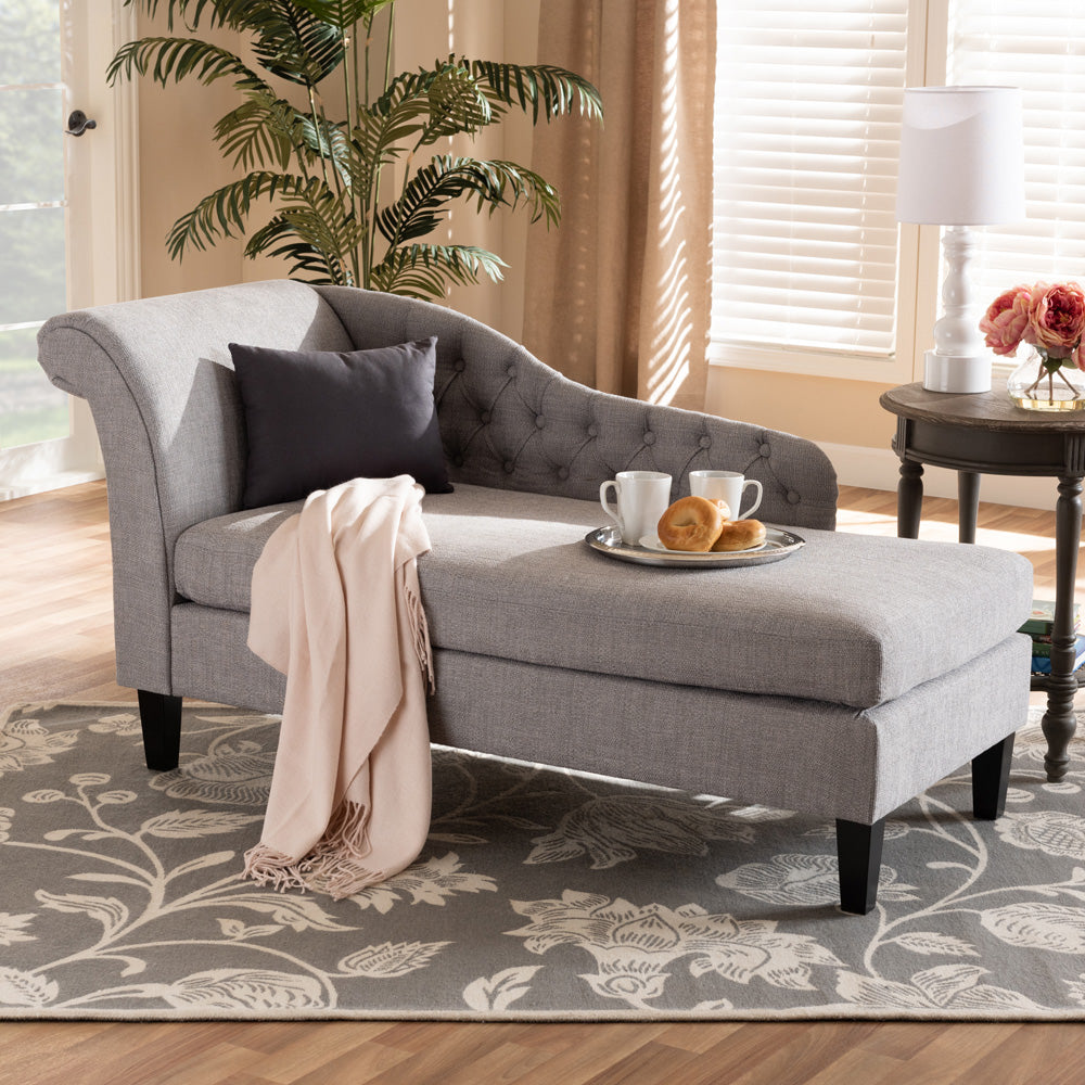 Baxton Studio - Florent Chaise in Gray - CFCL2-Grey/Black-KD Chaise view 6