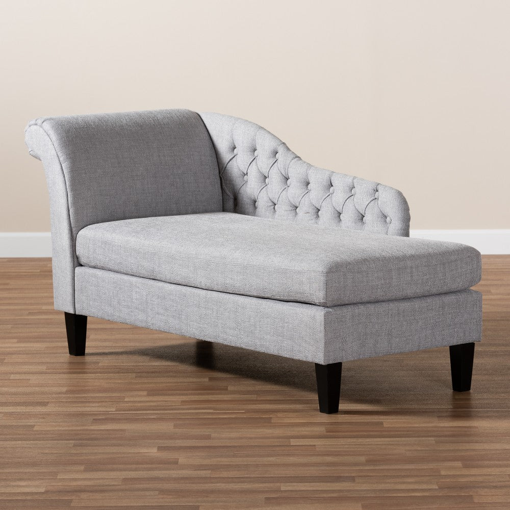 Baxton Studio - Florent Chaise in Gray - CFCL2-Grey/Black-KD Chaise view 7