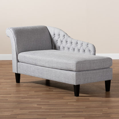 Baxton Studio - Florent Chaise in Gray - CFCL2-Grey/Black-KD Chaise view 7