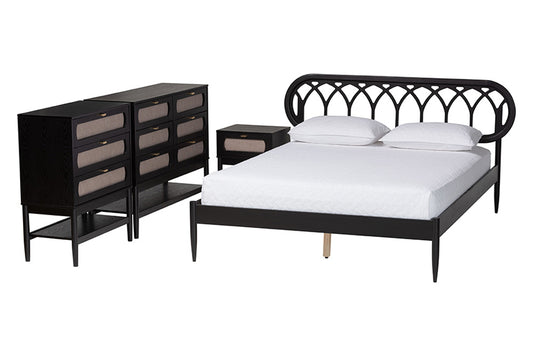 Baxton Studio - Florica Queen Bedroom Set - Florica-Sand Stone/Black-Queen-4PC Bedroom Set view 1