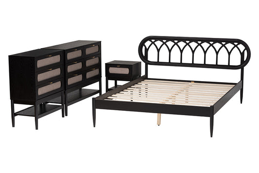 Baxton Studio - Florica Queen Bedroom Set - Florica-Sand Stone/Black-Queen-4PC Bedroom Set view 2