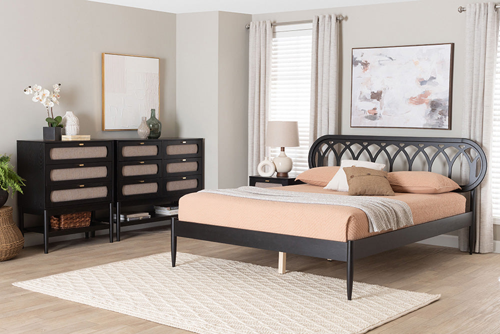 Baxton Studio - Florica Queen Bedroom Set - Florica-Sand Stone/Black-Queen-4PC Bedroom Set view 5