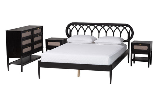 Baxton Studio - Florica Queen Bedroom Set - Wenna-Sand Stone/Black-Queen-4PC Bedroom Set view 1