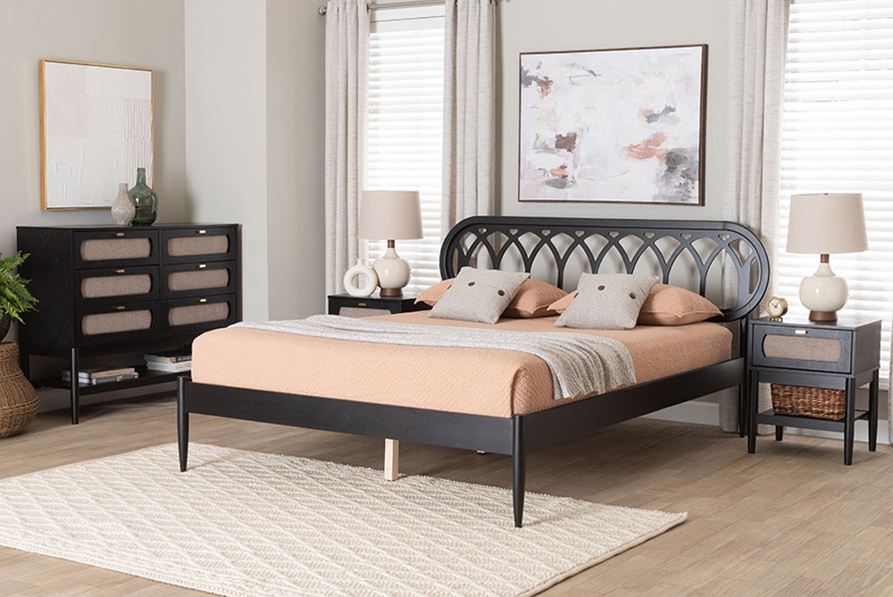 Baxton Studio - Florica Queen Bedroom Set - Wenna-Sand Stone/Black-Queen-4PC Bedroom Set view 5