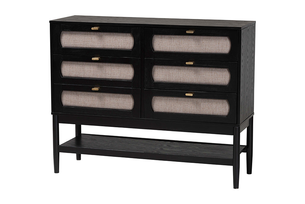 Baxton Studio - Florica Queen Bedroom Set - Wenna-Sand Stone/Black-Queen-4PC Bedroom Set view 6
