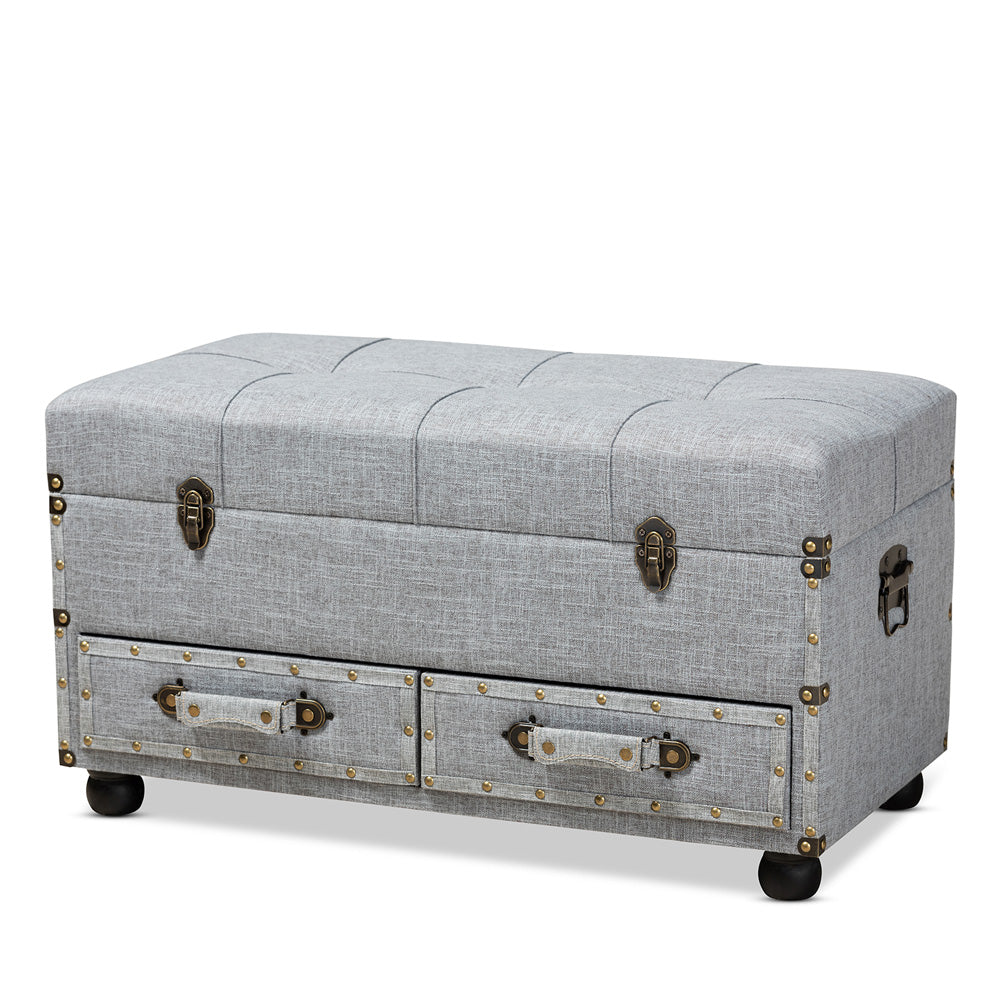 Baxton Studio - Flynn Storage Ottoman in Grey/Black - JY19A416-Grey-Otto view 1