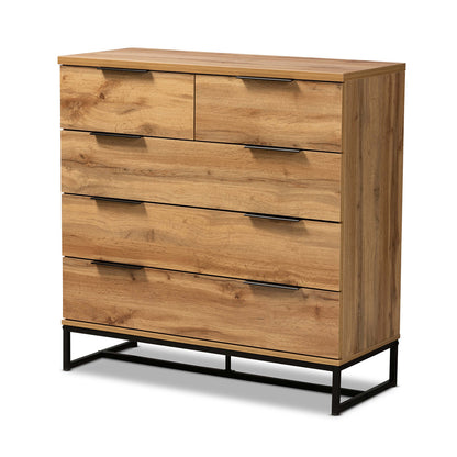 Baxton Studio - Franklin Chest in Oak/Black - CH8002-Oak-5DW Chest view 1