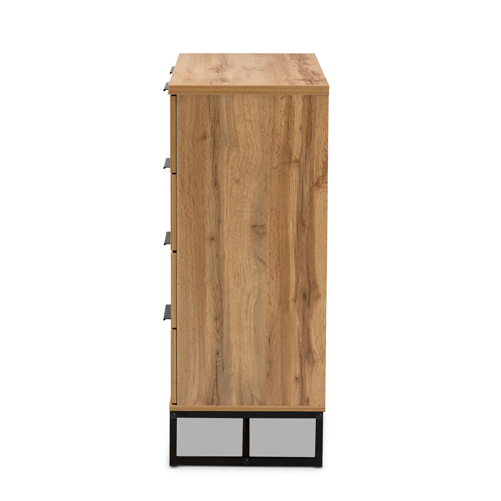 Baxton Studio - Franklin Chest in Oak/Black - CH8002-Oak-5DW Chest view 4