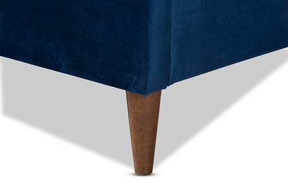 Baxton Studio - Frida Queen Size Bed - BBT6830-Navy Blue/Walnut-Queen view 6