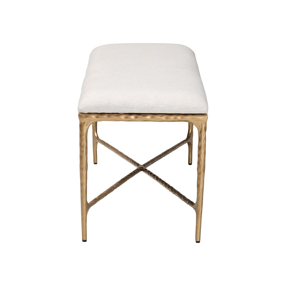 Baxton Studio - Fumiye Bench in Ivory/Gold - FUR6883-Upholstered Hammer Base-Bench view 3