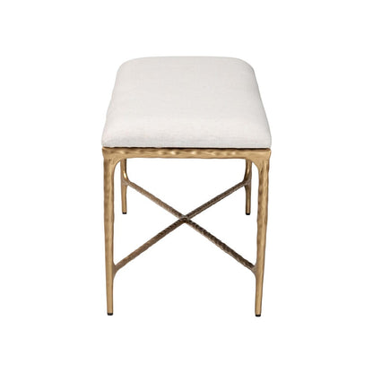 Baxton Studio - Fumiye Bench in Ivory/Gold - FUR6883-Upholstered Hammer Base-Bench view 3