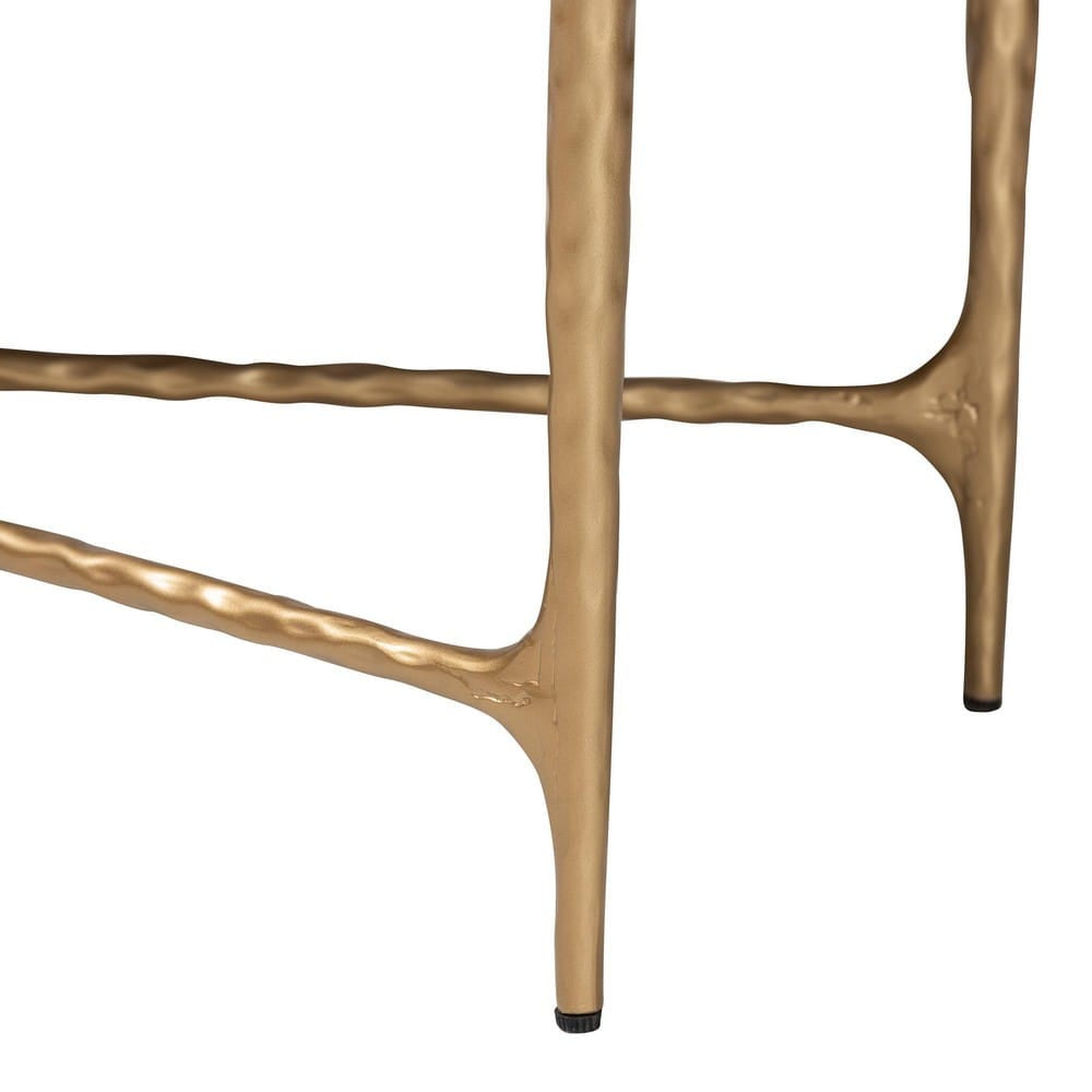 Baxton Studio - Fumiye Bench in Ivory/Gold - FUR6883-Upholstered Hammer Base-Bench view 4
