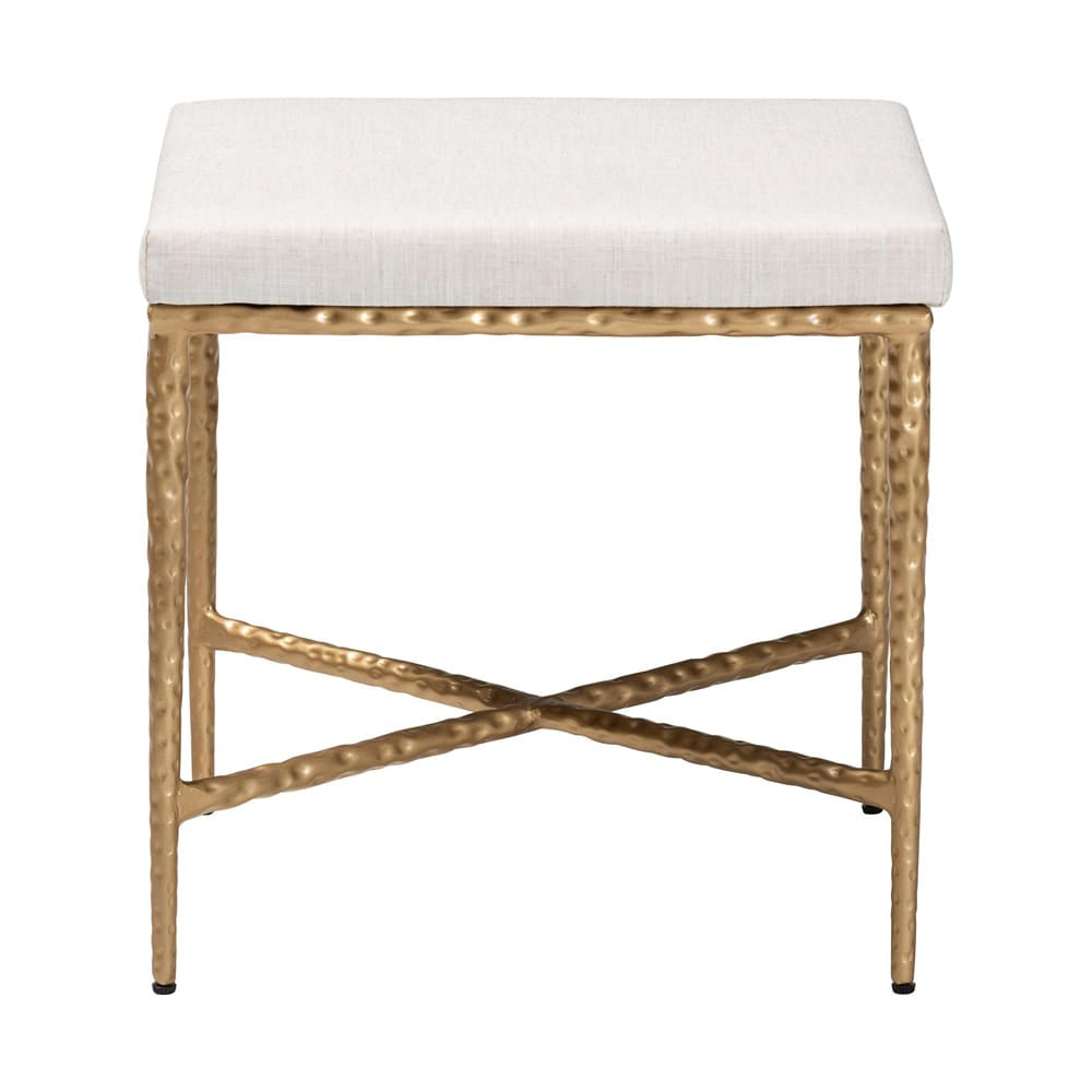 Baxton Studio - Fumiye Footstool in Ivory/Gold - FUR6898-Square-Footstool view 2