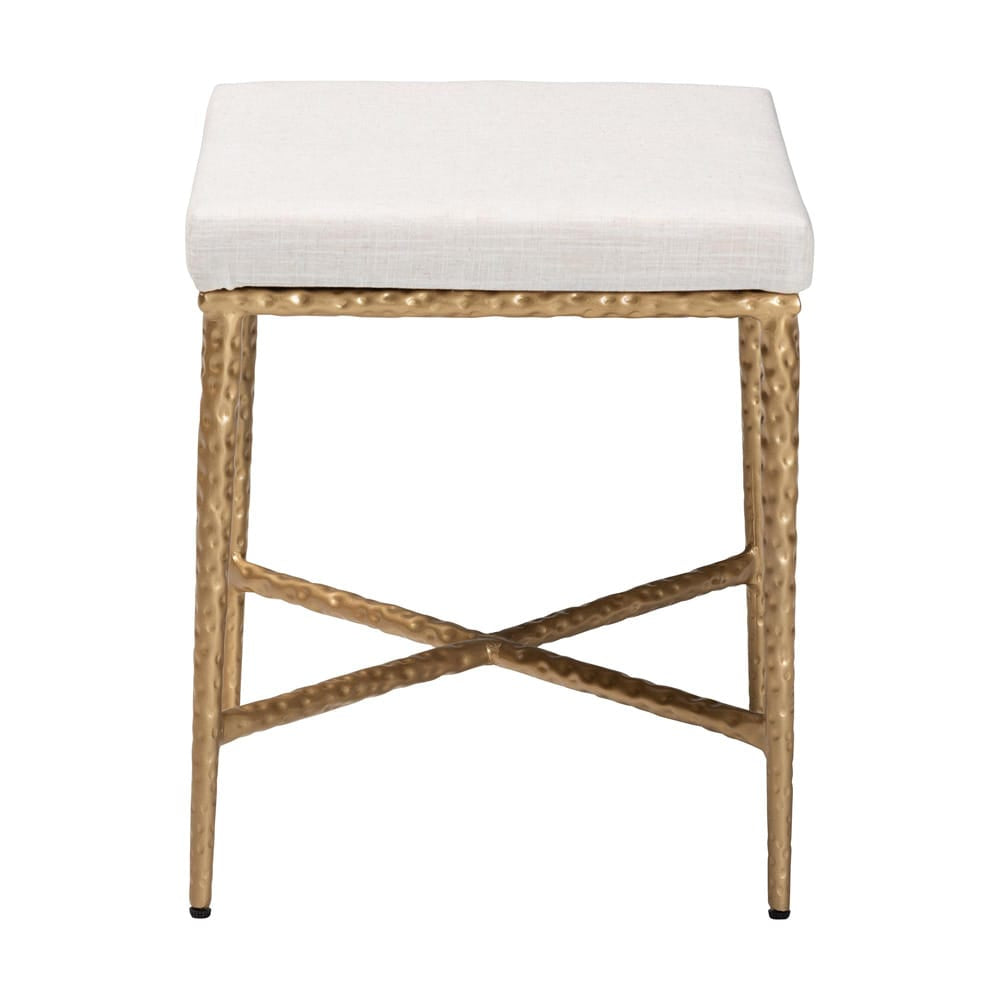Baxton Studio - Fumiye Footstool in Ivory/Gold - FUR6898-Square-Footstool view 3