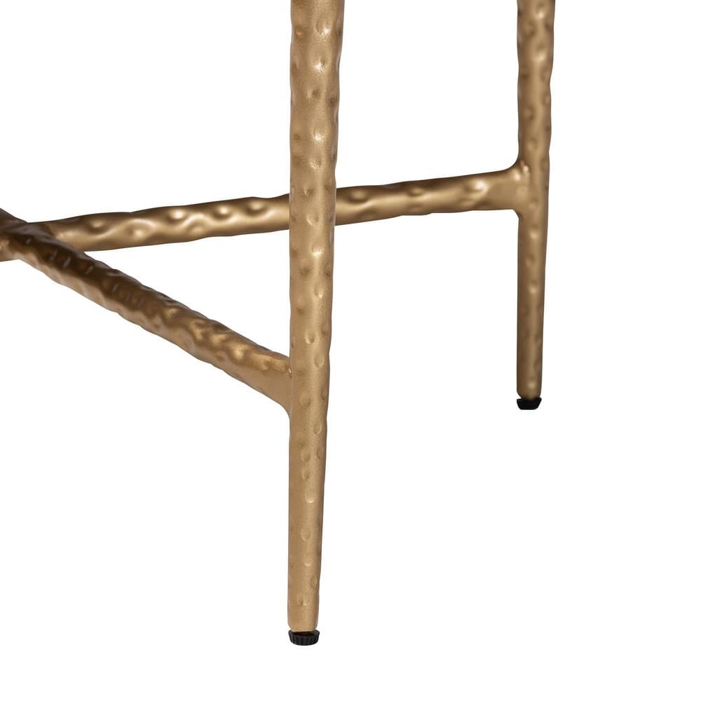 Baxton Studio - Fumiye Footstool in Ivory/Gold - FUR6898-Square-Footstool view 4