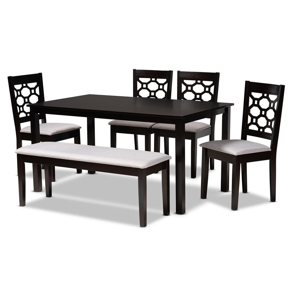 Baxton Studio - Gabriel Dining Set in Grey/Dark Brown - RH335C-Grey/Dark Brown-6PC Dining Set view 1