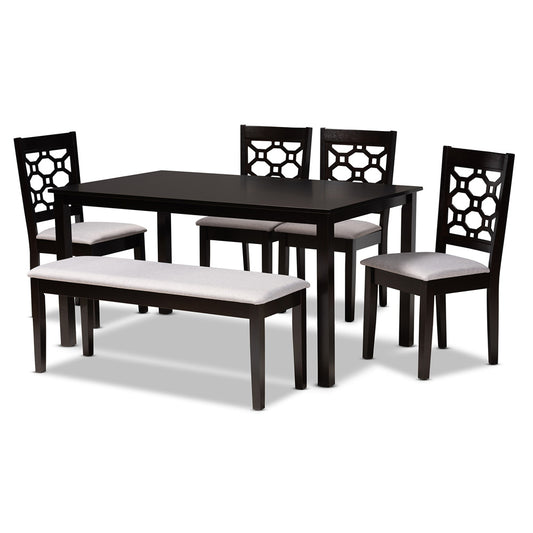 Baxton Studio - Gabriel Dining Set in Grey/Dark Brown - RH335C-Grey/Dark Brown-6PC Dining Set view 1
