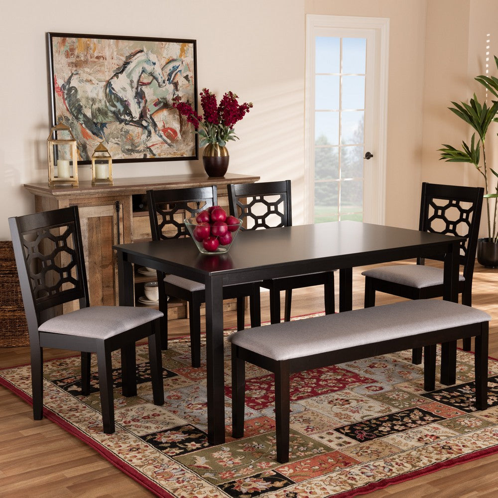 Baxton Studio - Gabriel Dining Set in Grey/Dark Brown - RH335C-Grey/Dark Brown-6PC Dining Set view 7