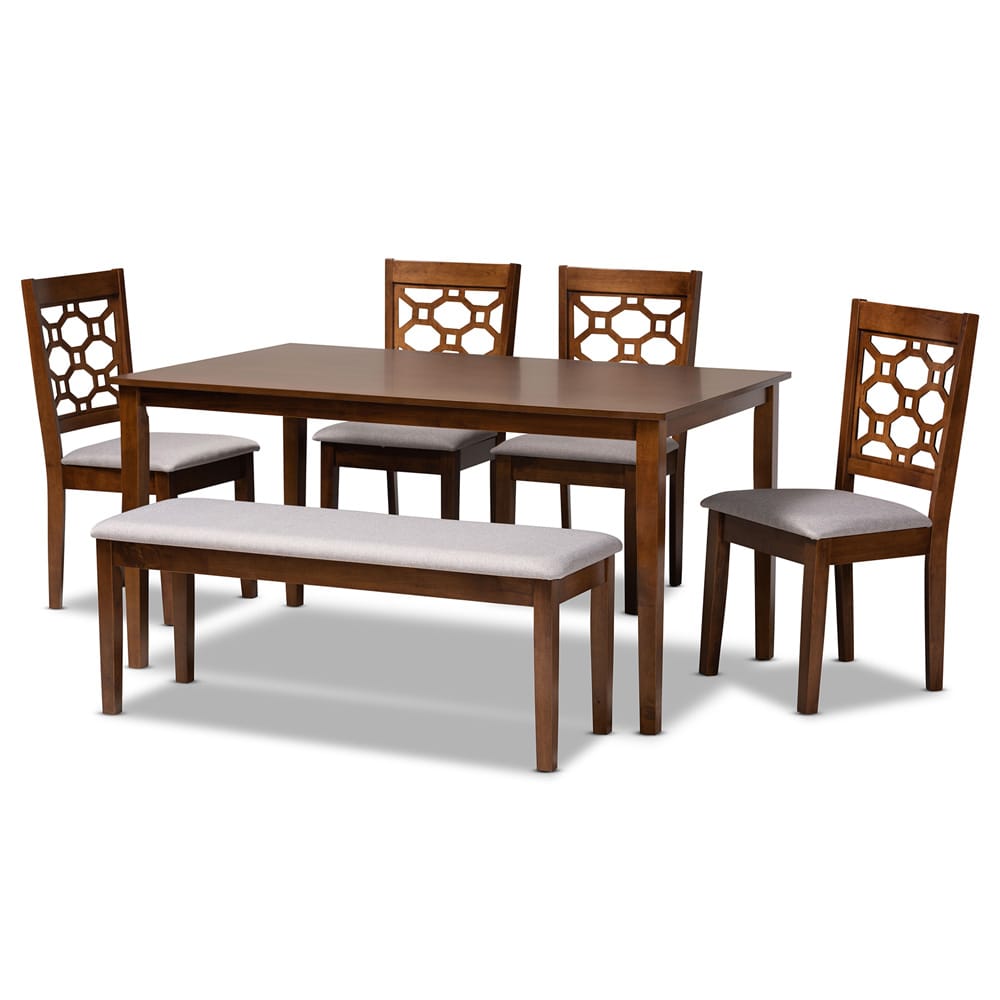 Baxton Studio - Gabriel Dining Set in Grey/Walnut - RH335C-Grey/Walnut-6PC Dining Set view 1