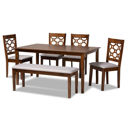 Baxton Studio - Gabriel Dining Set in Grey/Walnut - RH335C-Grey/Walnut-6PC Dining Set view 1