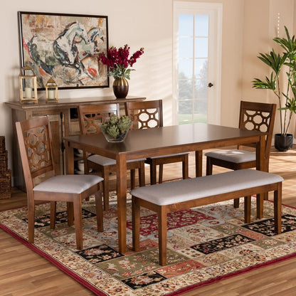 Baxton Studio - Gabriel Dining Set in Grey/Walnut - RH335C-Grey/Walnut-6PC Dining Set view 7