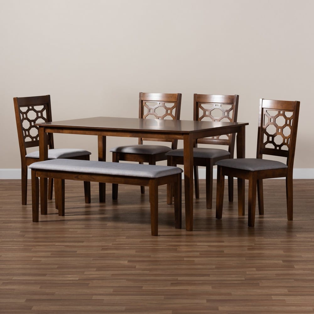 Baxton Studio - Gabriel Dining Set in Grey/Walnut - RH335C-Grey/Walnut-6PC Dining Set view 8