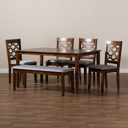 Baxton Studio - Gabriel Dining Set in Grey/Walnut - RH335C-Grey/Walnut-6PC Dining Set view 8