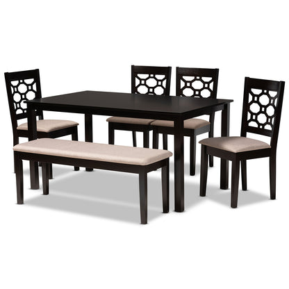Baxton Studio - Gabriel Dining Set in Sand/Dark brown - RH335C-Sand/Dark Brown-6PC Dining Set view 1