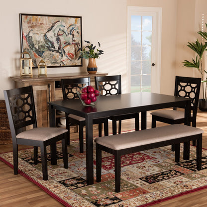 Baxton Studio - Gabriel Dining Set in Sand/Dark brown - RH335C-Sand/Dark Brown-6PC Dining Set view 7