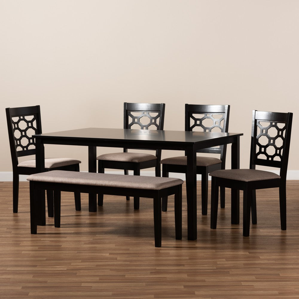Baxton Studio - Gabriel Dining Set in Sand/Dark brown - RH335C-Sand/Dark Brown-6PC Dining Set view 8