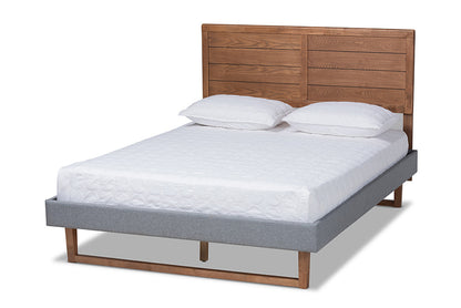 Baxton Studio - Gabriela Full Size Bed - Gabriela-Dark Grey/Ash Walnut-Full view 1