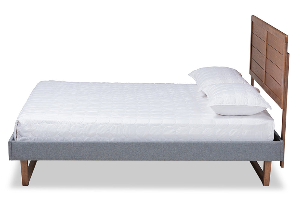 Baxton Studio - Gabriela Full Size Bed - Gabriela-Dark Grey/Ash Walnut-Full view 2