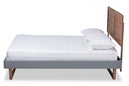 Baxton Studio - Gabriela Full Size Bed - Gabriela-Dark Grey/Ash Walnut-Full view 2