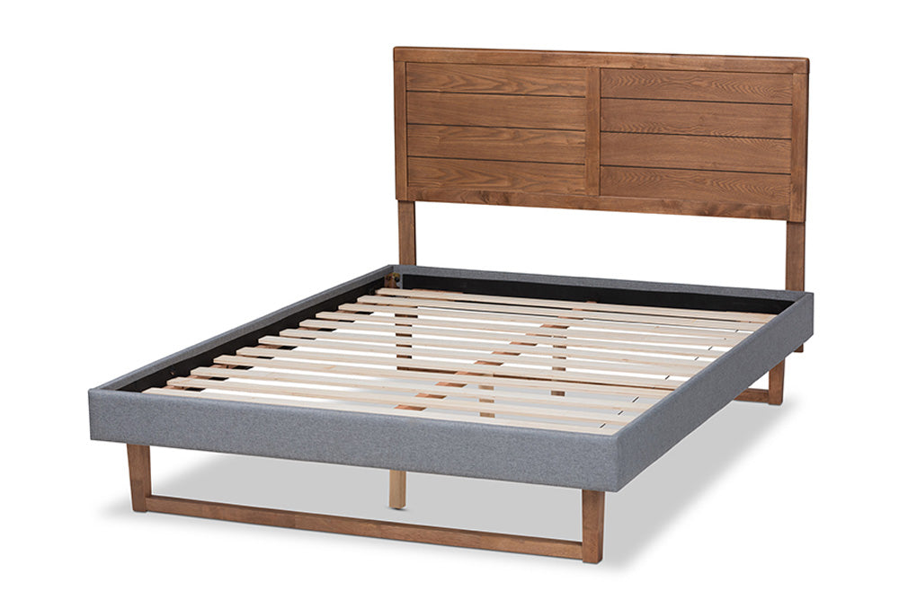 Baxton Studio - Gabriela Full Size Bed - Gabriela-Dark Grey/Ash Walnut-Full view 3