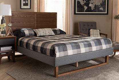 Baxton Studio - Gabriela Full Size Bed - Gabriela-Dark Grey/Ash Walnut-Full view 5