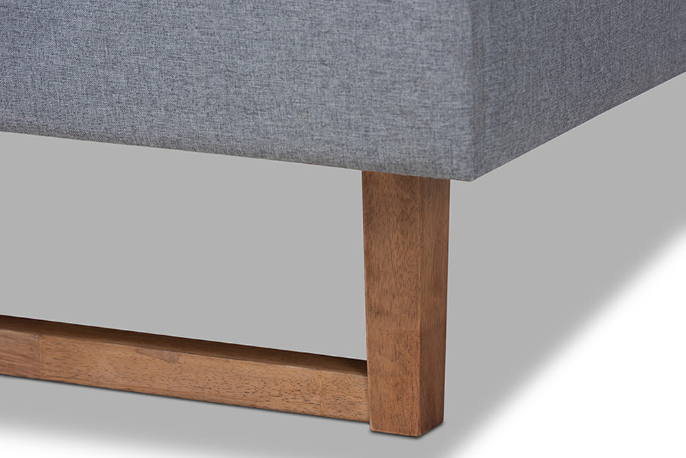 Baxton Studio - Gabriela Full Size Bed - Gabriela-Dark Grey/Ash Walnut-Full view 6