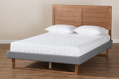 Baxton Studio - Gabriela Full Size Bed - Gabriela-Dark Grey/Ash Walnut-Full view 7