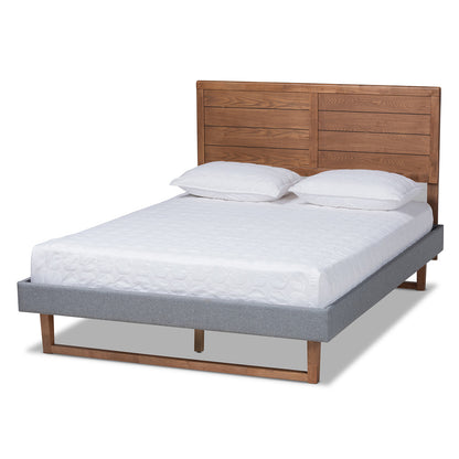 Baxton Studio - Gabriela Queen Size Bed in Dark Grey/Ash walnut - Gabriela-Dark Grey/Ash Walnut-Queen view 1