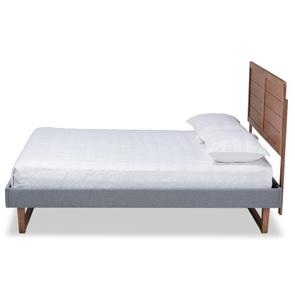 Baxton Studio - Gabriela Queen Size Bed in Dark Grey/Ash walnut - Gabriela-Dark Grey/Ash Walnut-Queen view 2