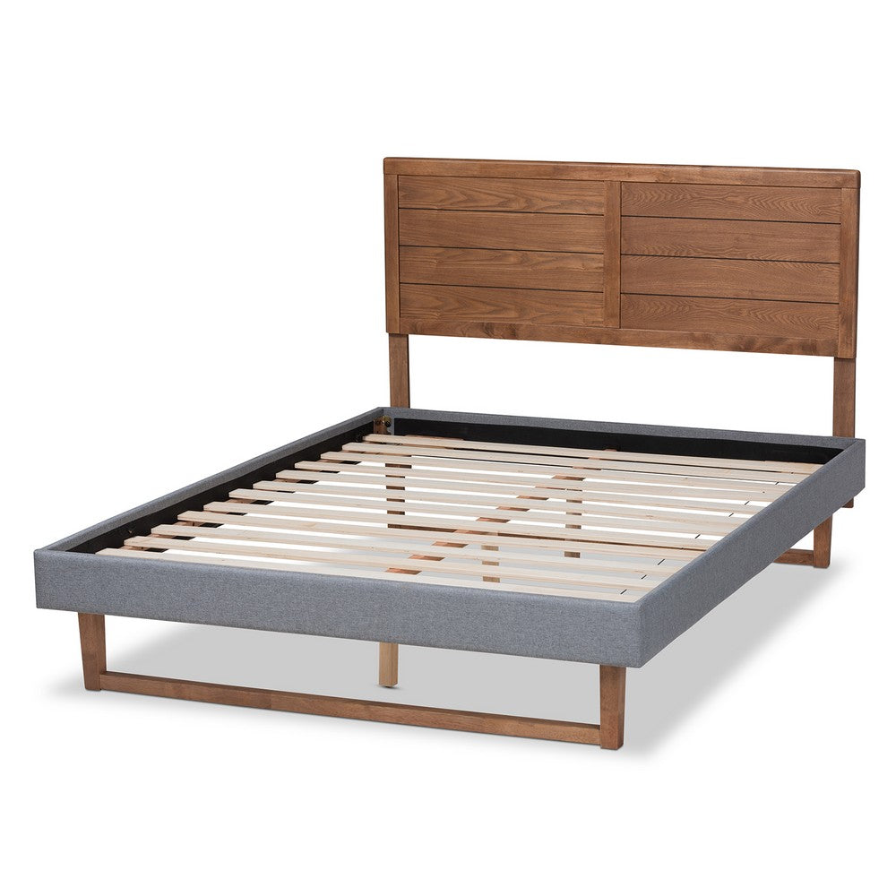 Baxton Studio - Gabriela Queen Size Bed in Dark Grey/Ash walnut - Gabriela-Dark Grey/Ash Walnut-Queen view 3
