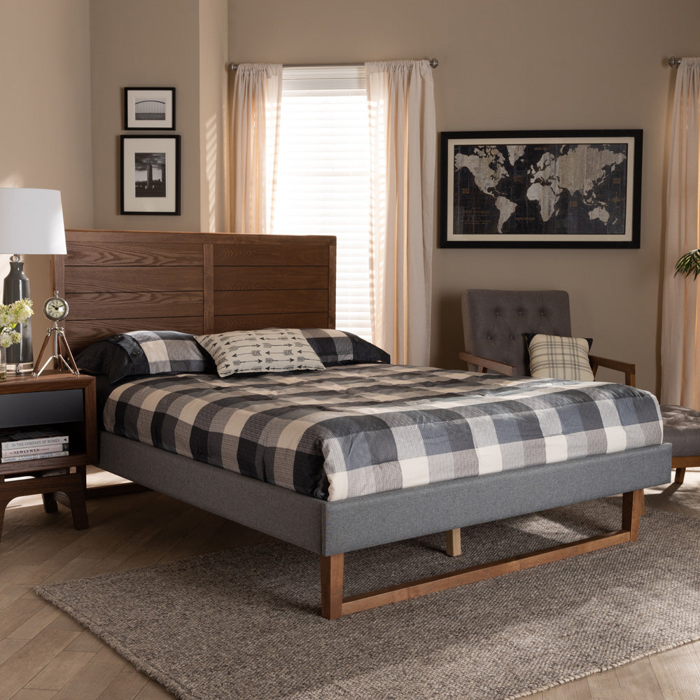 Baxton Studio - Gabriela Queen Size Bed in Dark Grey/Ash walnut - Gabriela-Dark Grey/Ash Walnut-Queen view 6