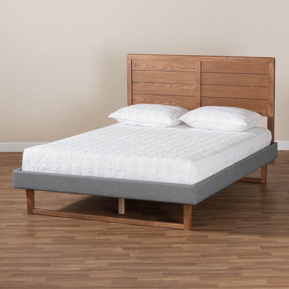 Baxton Studio - Gabriela Queen Size Bed in Dark Grey/Ash walnut - Gabriela-Dark Grey/Ash Walnut-Queen view 7