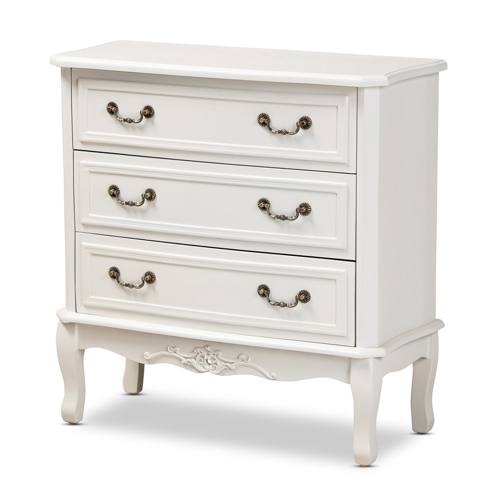 Baxton Studio - Gabrielle Dresser in White/Brass - ETASW-08-White-3DW-Cabinet view 1