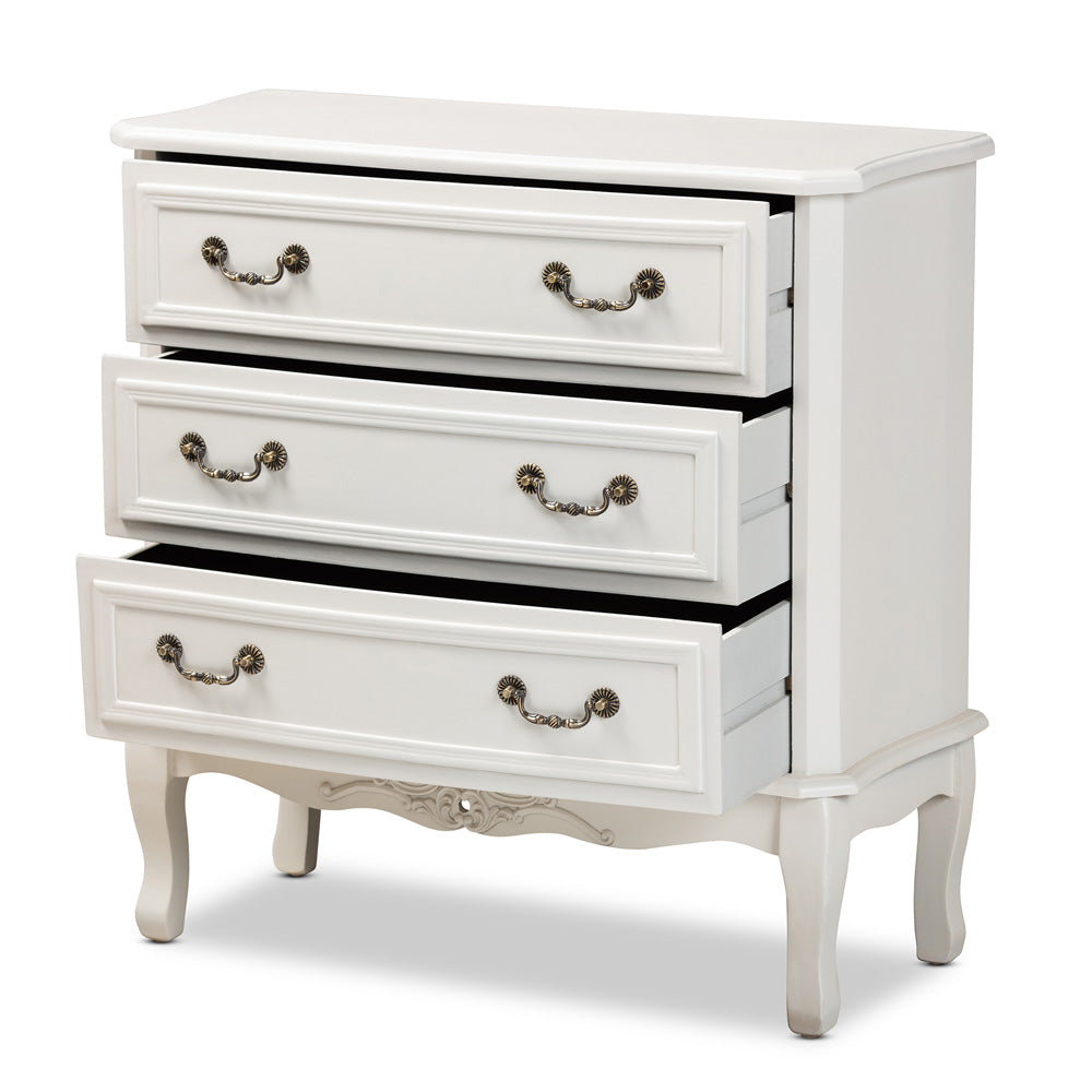 Baxton Studio - Gabrielle Dresser in White/Brass - ETASW-08-White-3DW-Cabinet view 2