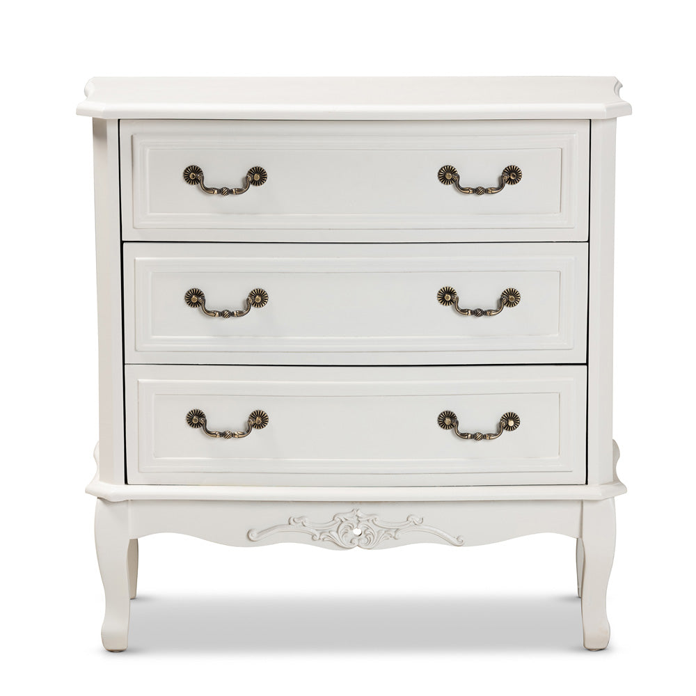 Baxton Studio - Gabrielle Dresser in White/Brass - ETASW-08-White-3DW-Cabinet view 3