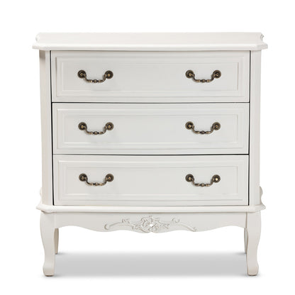 Baxton Studio - Gabrielle Dresser in White/Brass - ETASW-08-White-3DW-Cabinet view 3