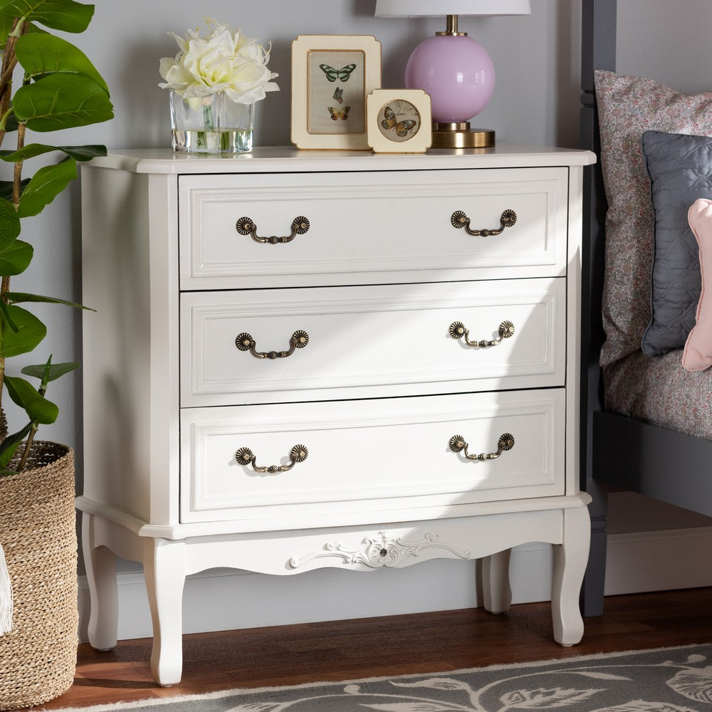 Baxton Studio - Gabrielle Dresser in White/Brass - ETASW-08-White-3DW-Cabinet view 7