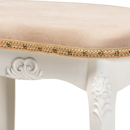Baxton Studio - Gabrielle Ottoman in Sand/White/Gold - HL6B-A012-White-Otto view 5